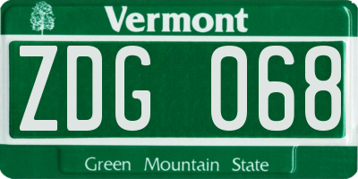 VT license plate ZDG068