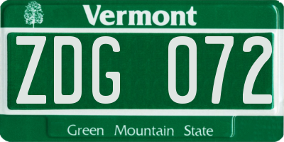 VT license plate ZDG072