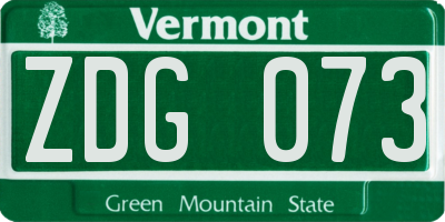 VT license plate ZDG073