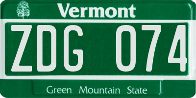 VT license plate ZDG074