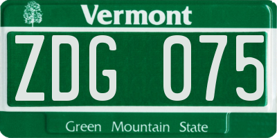 VT license plate ZDG075