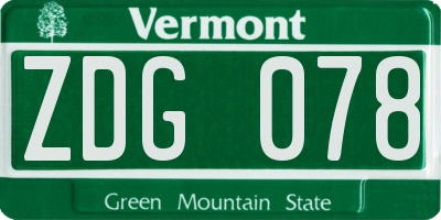 VT license plate ZDG078
