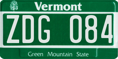 VT license plate ZDG084