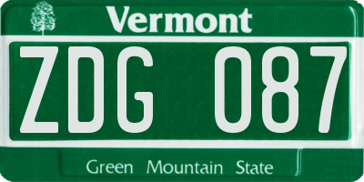 VT license plate ZDG087