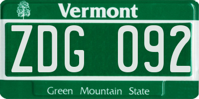 VT license plate ZDG092