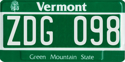 VT license plate ZDG098