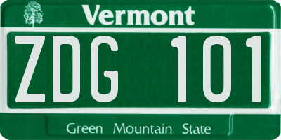 VT license plate ZDG101