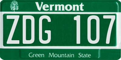VT license plate ZDG107
