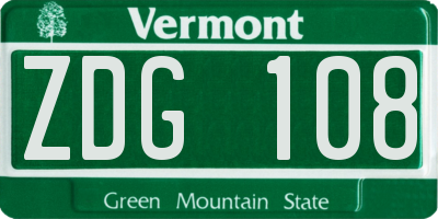 VT license plate ZDG108