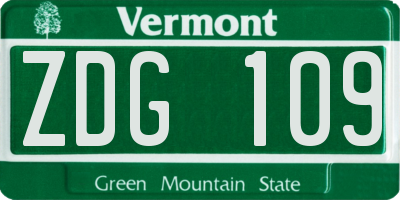 VT license plate ZDG109