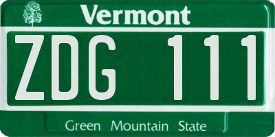 VT license plate ZDG111