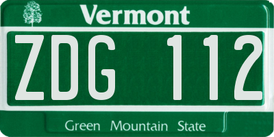 VT license plate ZDG112
