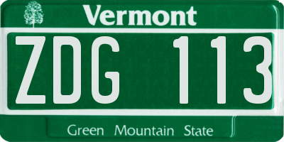 VT license plate ZDG113