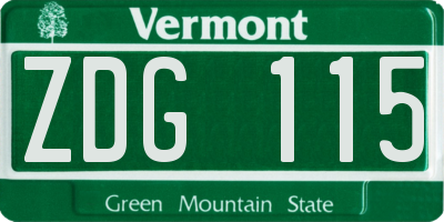 VT license plate ZDG115