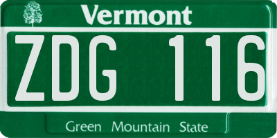 VT license plate ZDG116