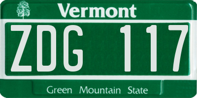 VT license plate ZDG117