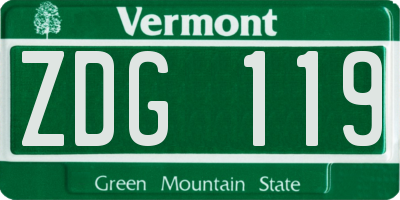 VT license plate ZDG119