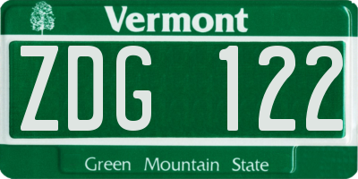 VT license plate ZDG122