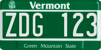 VT license plate ZDG123