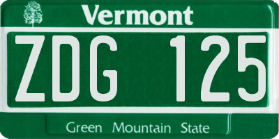 VT license plate ZDG125