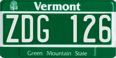 VT license plate ZDG126