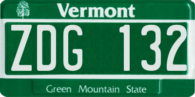 VT license plate ZDG132
