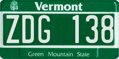 VT license plate ZDG138