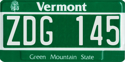 VT license plate ZDG145