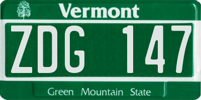 VT license plate ZDG147