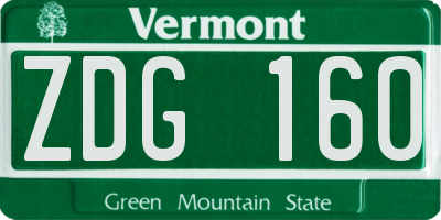 VT license plate ZDG160
