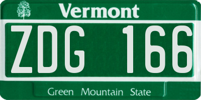 VT license plate ZDG166