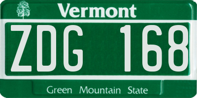 VT license plate ZDG168