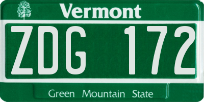 VT license plate ZDG172