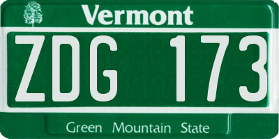 VT license plate ZDG173