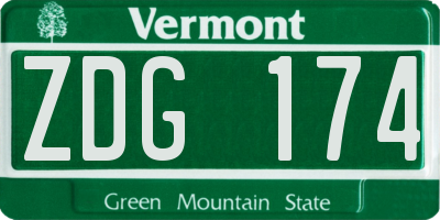 VT license plate ZDG174