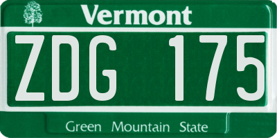 VT license plate ZDG175