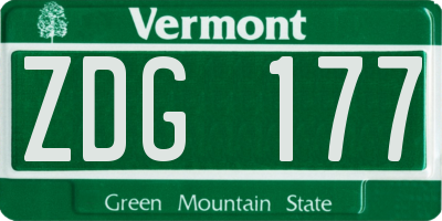 VT license plate ZDG177