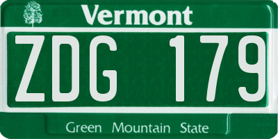 VT license plate ZDG179
