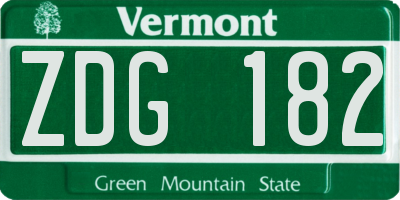 VT license plate ZDG182
