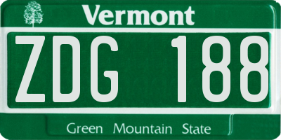 VT license plate ZDG188