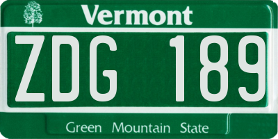 VT license plate ZDG189