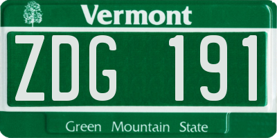 VT license plate ZDG191