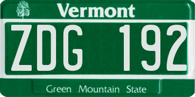 VT license plate ZDG192