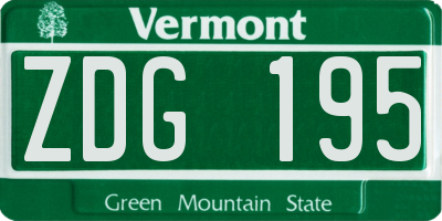 VT license plate ZDG195