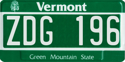 VT license plate ZDG196