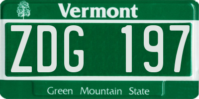 VT license plate ZDG197