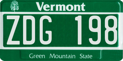 VT license plate ZDG198