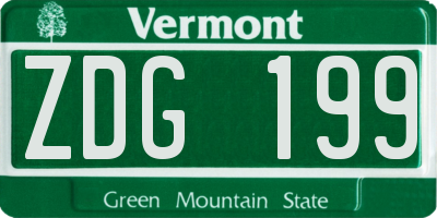 VT license plate ZDG199