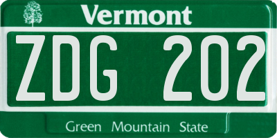 VT license plate ZDG202