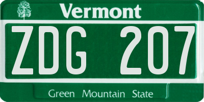 VT license plate ZDG207